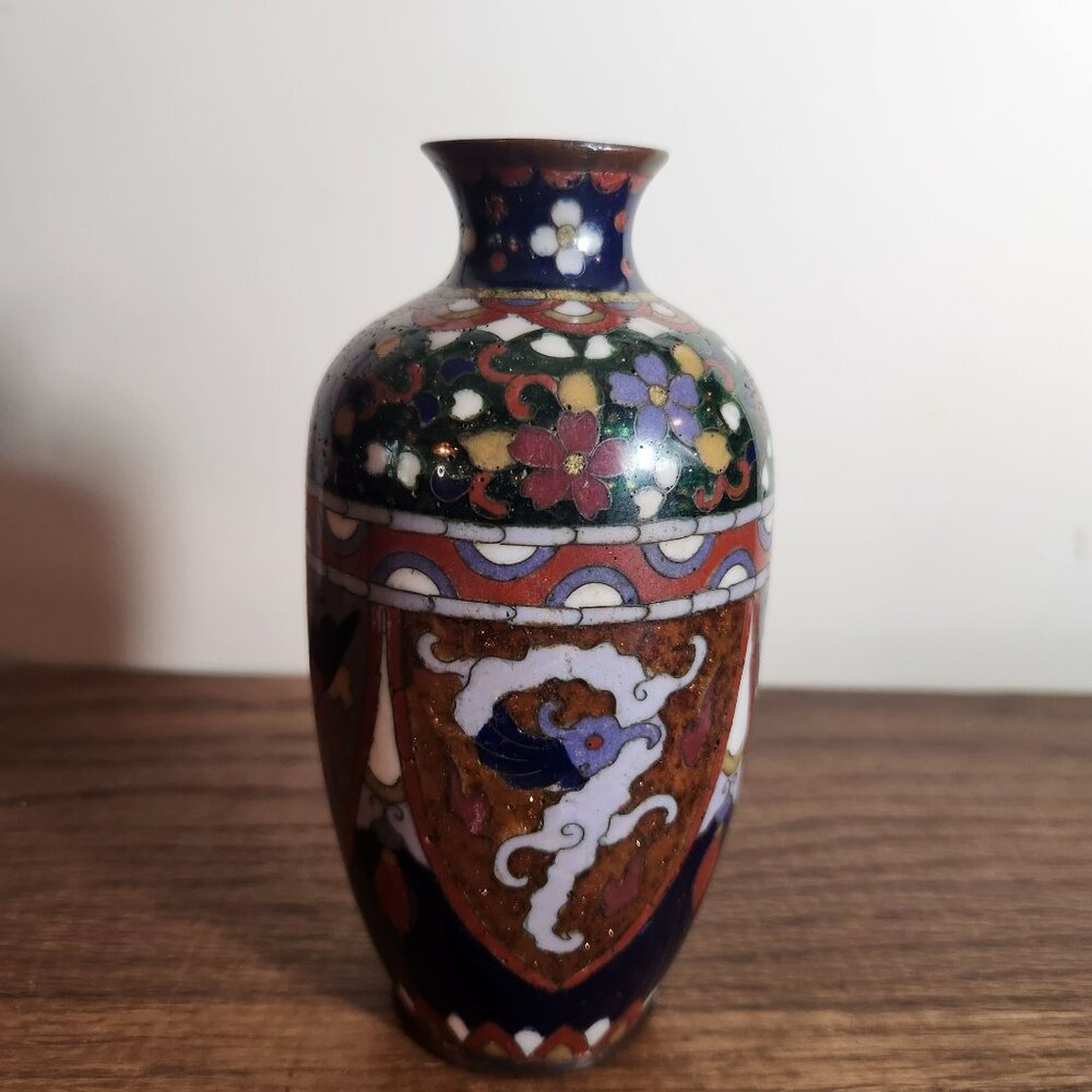 19th Century Mejili Dinbari Fine Japanese Antique Cloisonné Vase With Dragon Phe